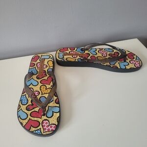 Melissa X Romero Britto Heart Flip Flops, VGUC, Size 9